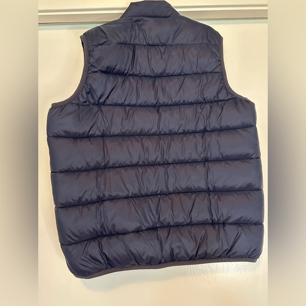 Barbour Boys Navy and Orange Quilted Vest with Stand-Up Collar Size XL - Picture 4 of 7
